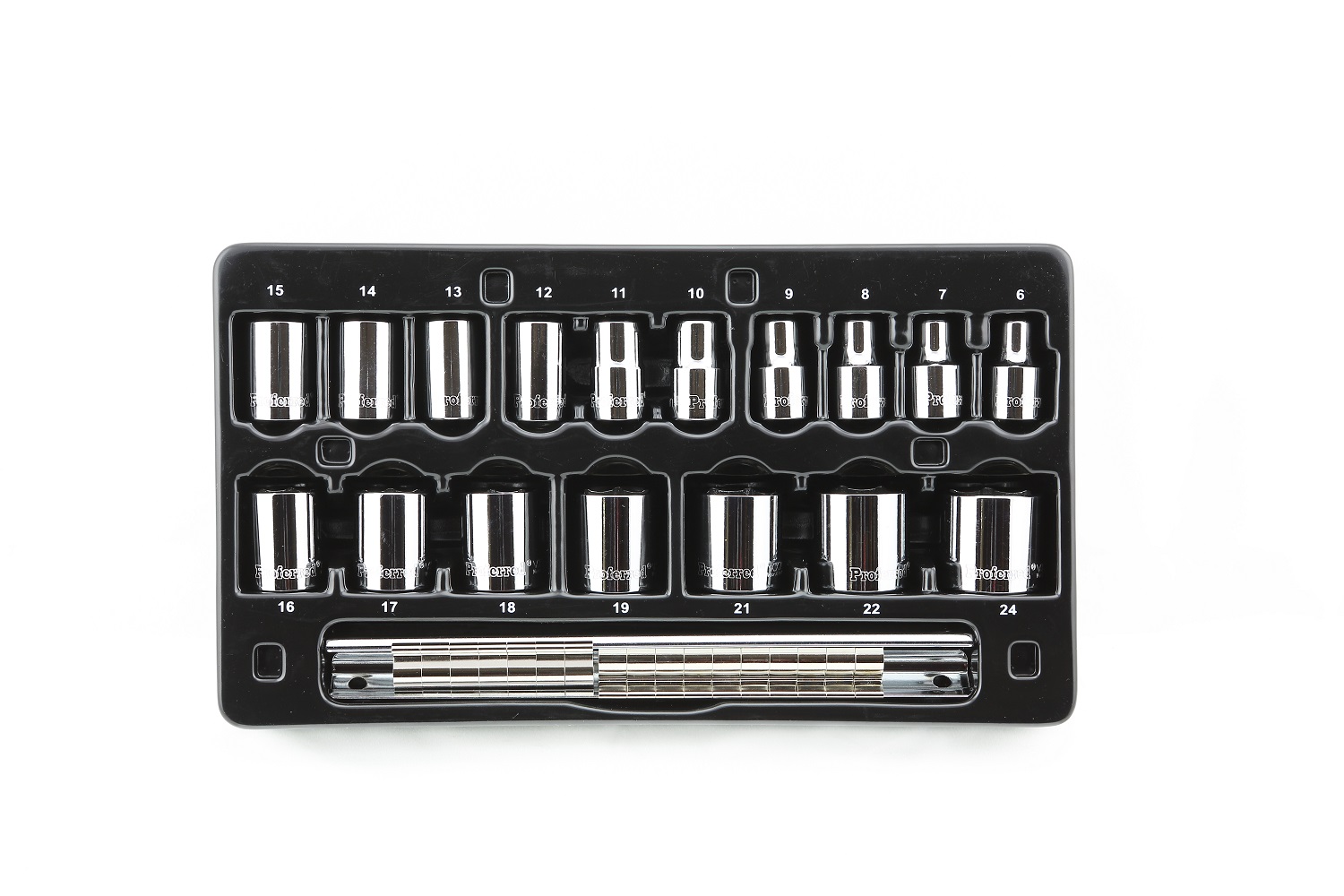 PROFERRED SOCKET SET METRIC 3/8'' DRIVE 6 POINT 17 PIECE 